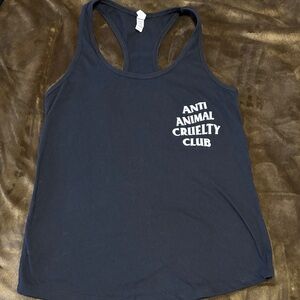 Anti Animal Cruelty Club Black Racer Back Tank Top size LARGE vegan vegetarian